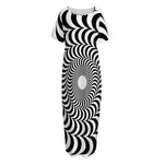 Black And White Circle Illusion Print Short Sleeve Long Nightdress