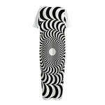 Black And White Circle Illusion Print Short Sleeve Long Nightdress