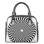 Black And White Circle Illusion Print Shoulder Handbag