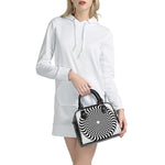 Black And White Circle Illusion Print Shoulder Handbag