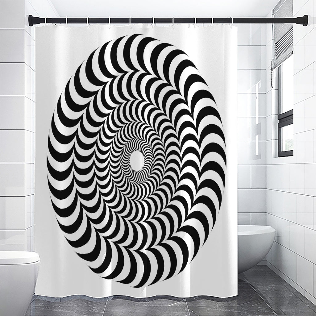 Black And White Circle Illusion Print Shower Curtain