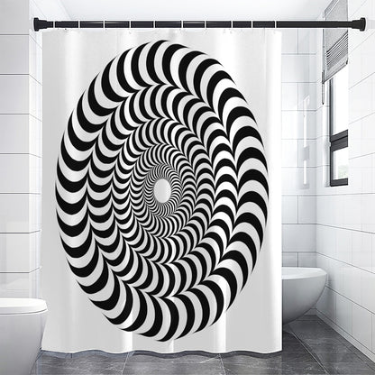 Black And White Circle Illusion Print Shower Curtain