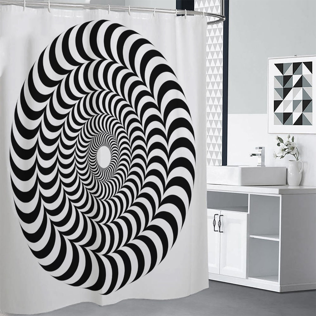 Black And White Circle Illusion Print Shower Curtain