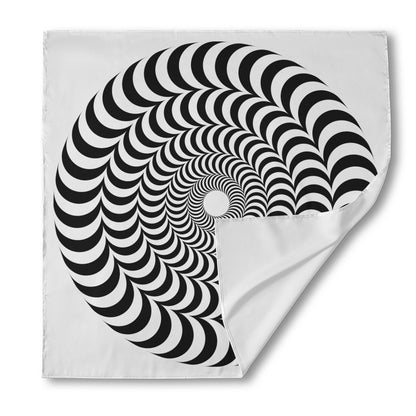 Black And White Circle Illusion Print Silk Bandana