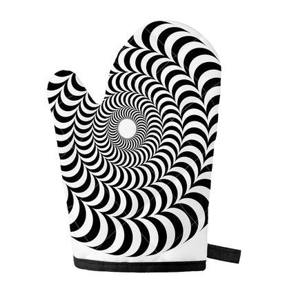 Black And White Circle Illusion Print Single Oven Mitt