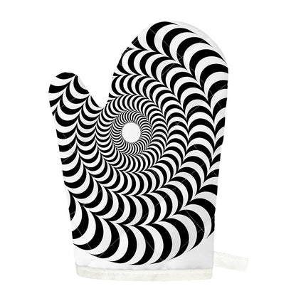 Black And White Circle Illusion Print Single Oven Mitt