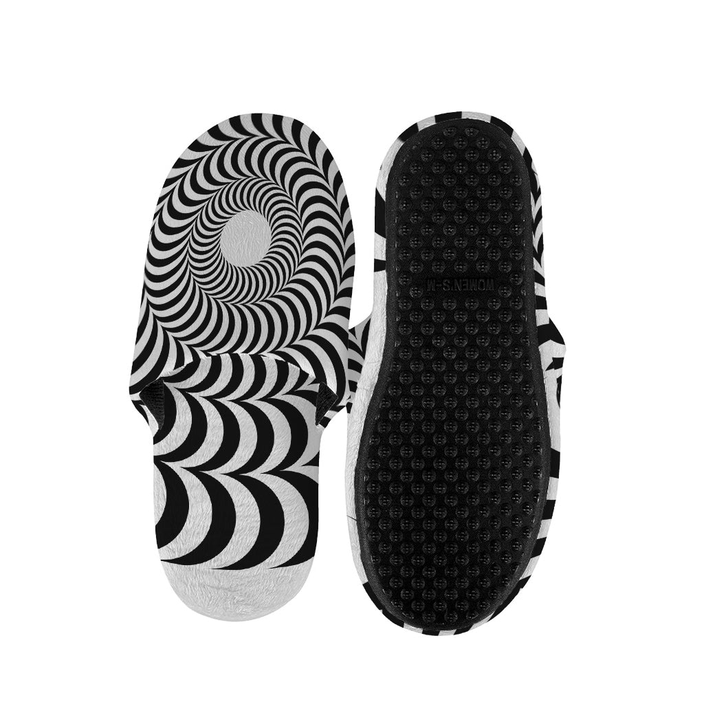 Black And White Circle Illusion Print Slippers