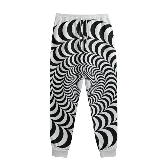 Black And White Circle Illusion Print Sweatpants