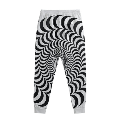 Black And White Circle Illusion Print Sweatpants