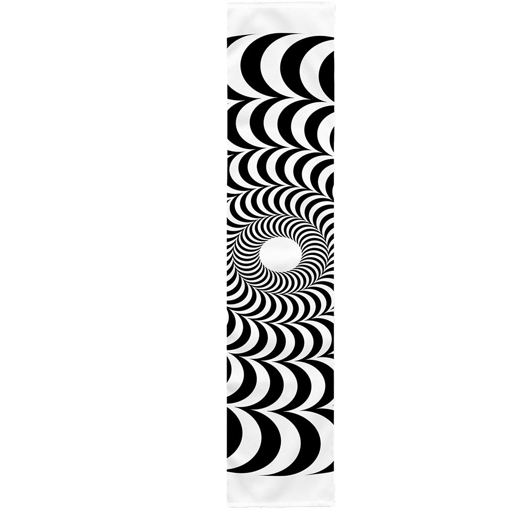 Black And White Circle Illusion Print Table Runner