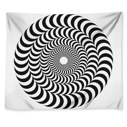 Black And White Circle Illusion Print Tapestry