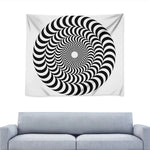Black And White Circle Illusion Print Tapestry