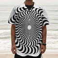 Black And White Circle Illusion Print Textured Short Sleeve Shirt