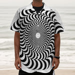 Black And White Circle Illusion Print Textured Short Sleeve Shirt