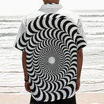 Black And White Circle Illusion Print Textured Short Sleeve Shirt