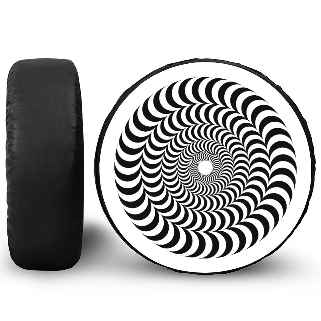 Black And White Circle Illusion Print Tire Cover