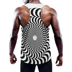 Black And White Circle Illusion Print Training Tank Top