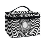 Black And White Circle Illusion Print Travel Makeup Bag