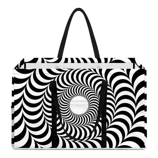 Black And White Circle Illusion Print Utility Tote Bag