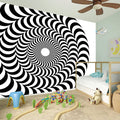 Black And White Circle Illusion Print Wall Sticker
