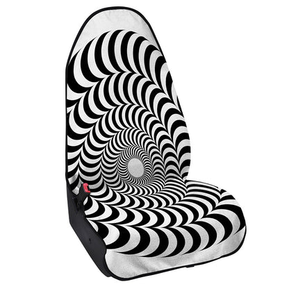 Black And White Circle Illusion Print Waterproof Car Seat Cover