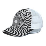 Black And White Circle Illusion Print White Mesh Trucker Cap