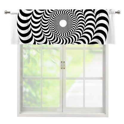 Black And White Circle Illusion Print Window Valance