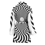 Black And White Circle Illusion Print Women's Bathrobe
