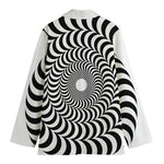 Black And White Circle Illusion Print Women's Blazer