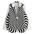 Black And White Circle Illusion Print Women's Cotton Blazer