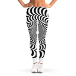 Black And White Circle Illusion Print Women's Leggings