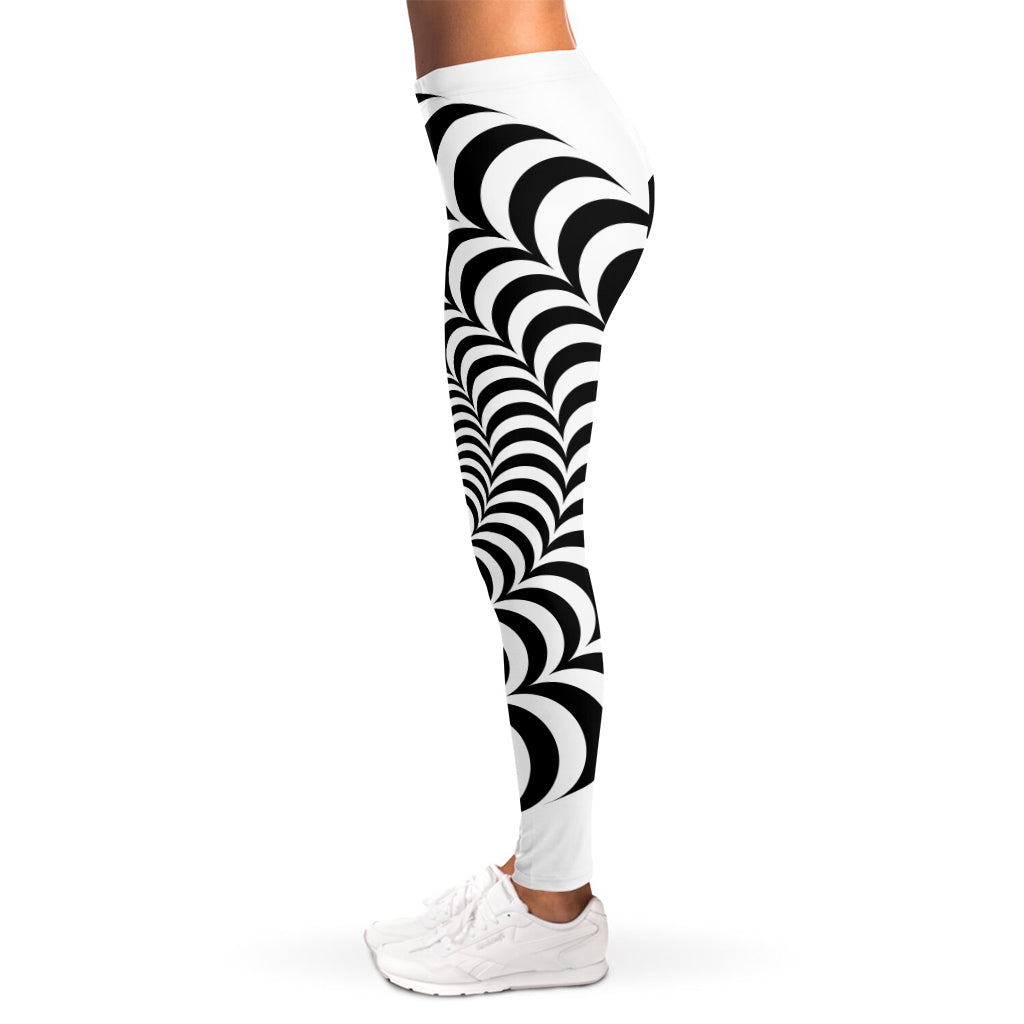 Black And White Circle Illusion Print Women's Leggings