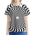 Black And White Circle Illusion Print Women's Polo Shirt