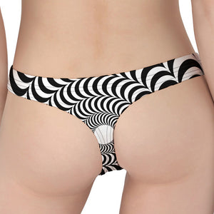 Black And White Circle Illusion Print Women's Thong