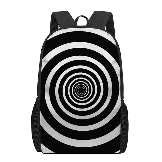 Black And White Circle Swirl Print 17 Inch Backpack