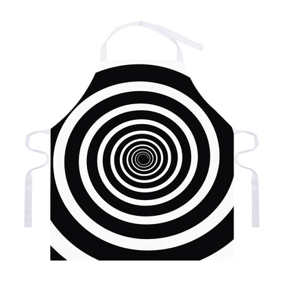 Black And White Circle Swirl Print Adjustable Apron