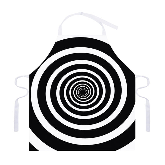Black And White Circle Swirl Print Adjustable Apron