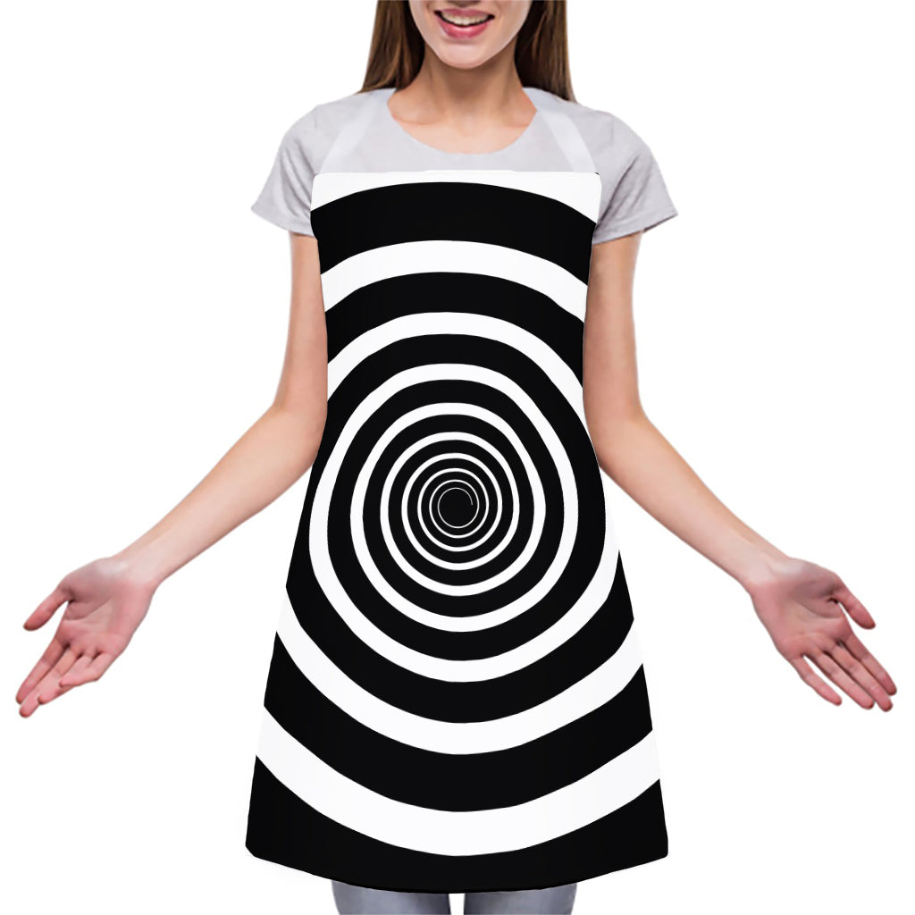 Black And White Circle Swirl Print Adjustable Apron