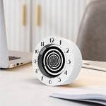 Black And White Circle Swirl Print Alarm Clock