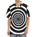 Black And White Circle Swirl Print Aloha Shirt