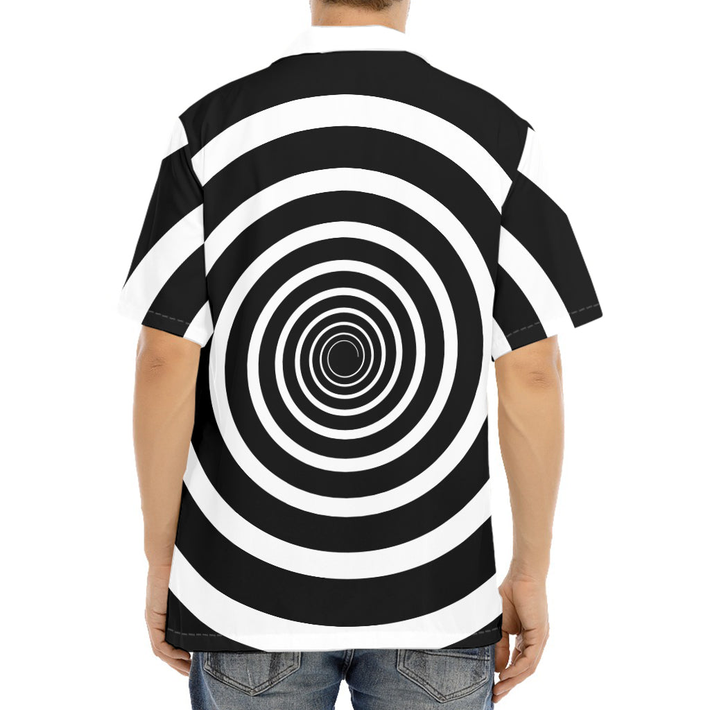 Black And White Circle Swirl Print Aloha Shirt