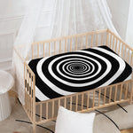 Black And White Circle Swirl Print Baby Crib Sheet