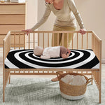 Black And White Circle Swirl Print Baby Crib Sheet