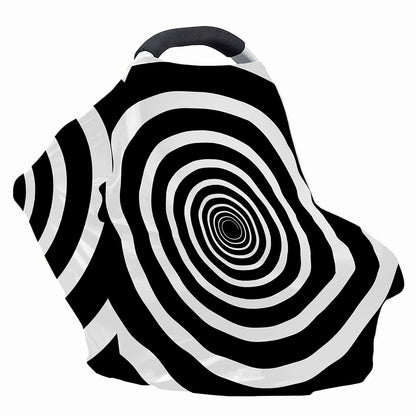 Black And White Circle Swirl Print Baby Seat Cover