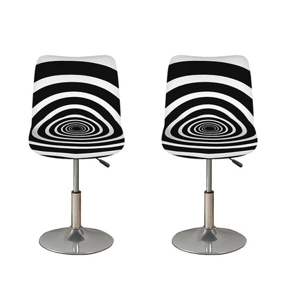 Black And White Circle Swirl Print Bar Stool Covers