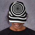 Black And White Circle Swirl Print Baseball Cap