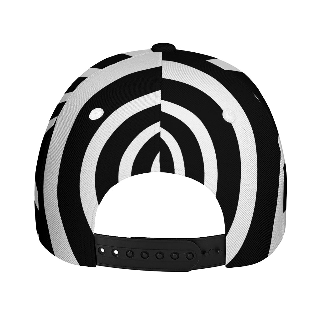 Black And White Circle Swirl Print Baseball Cap