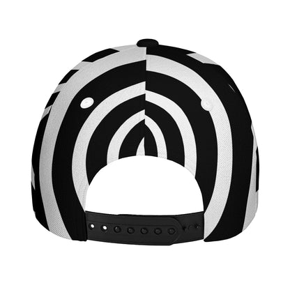 Black And White Circle Swirl Print Baseball Cap