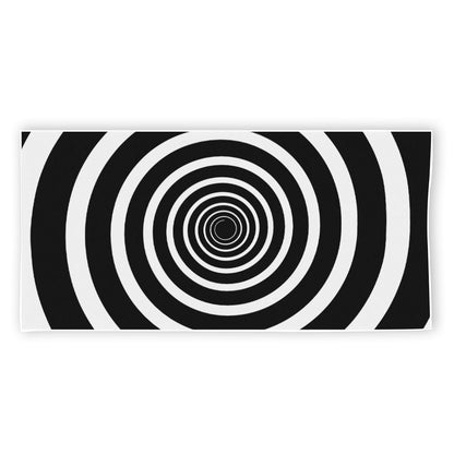 Black And White Circle Swirl Print Beach Towel
