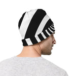 Black And White Circle Swirl Print Beanie